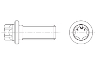 Screws with external hexalobular driving feature with small flange 